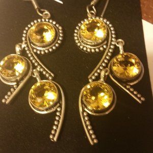 New Citrine Drop Earrings in Silver